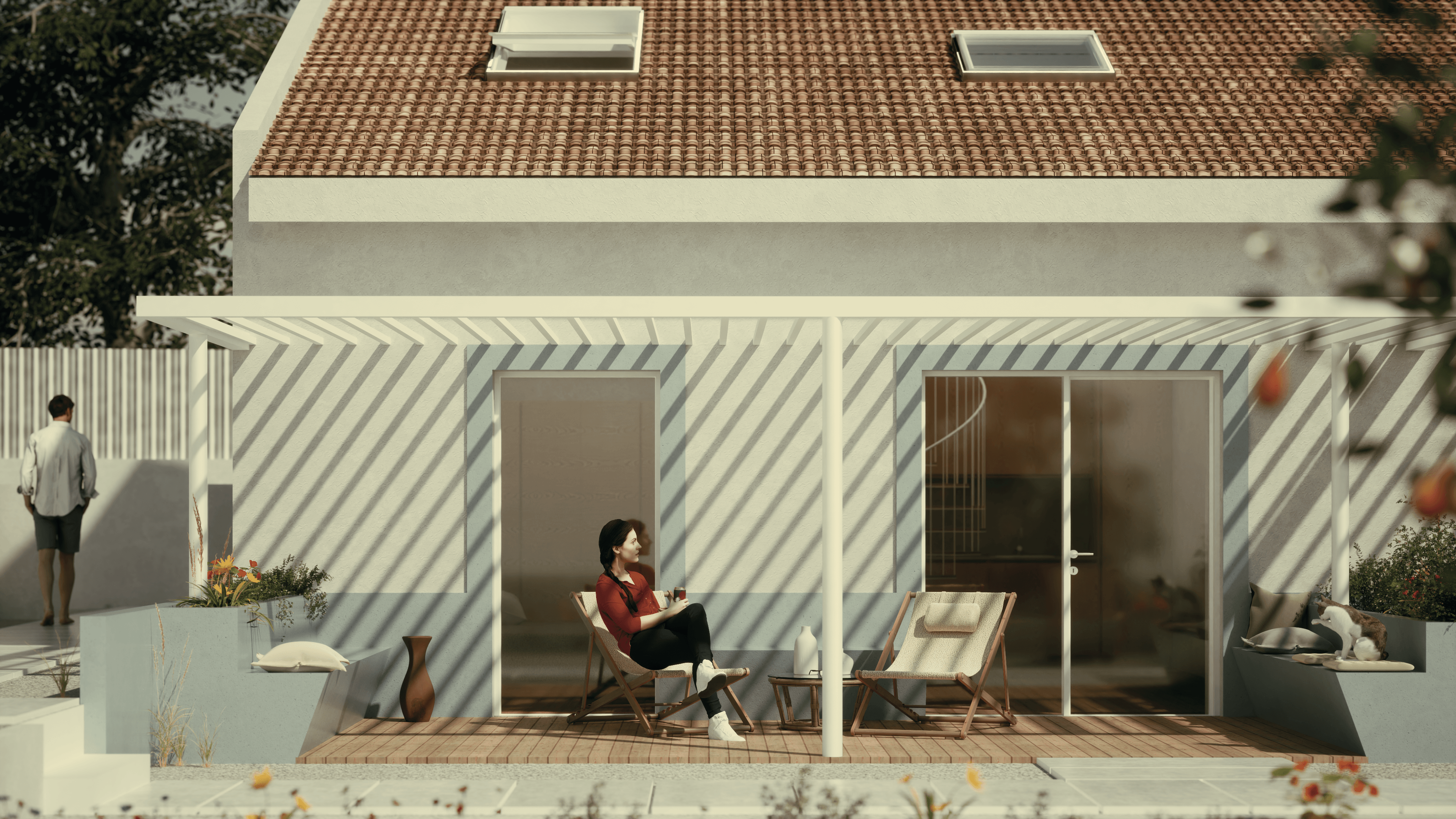 Alojamento local em Ericeira — terraço coberto com pérgola